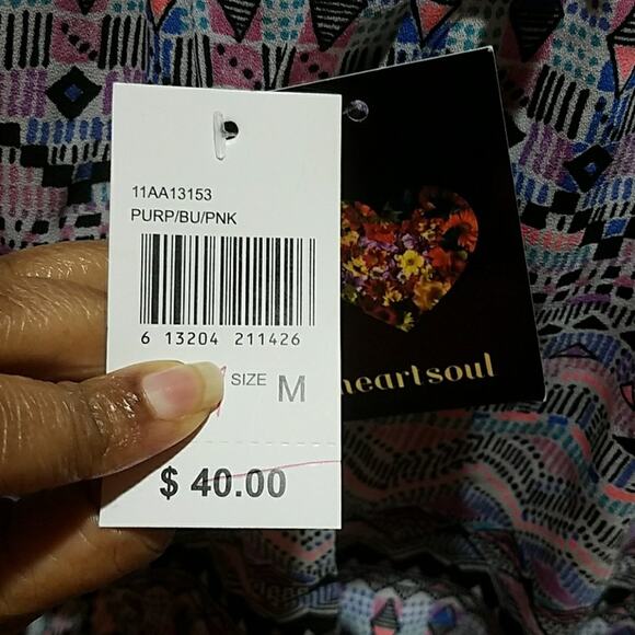 New Heartsoul Multicolored peasant top dress Medium - Picture 6 of 8